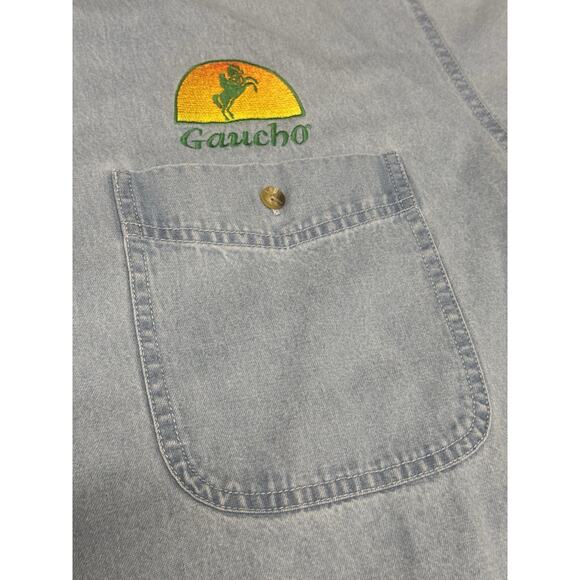 Vintage Lee Denim Collection Blue Chambray XL Gaucho Embroidered Patch LS Shirt - Picture 4 of 8
